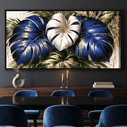 Gilded Foliage Under Midnight Light Canvas Wall Art
