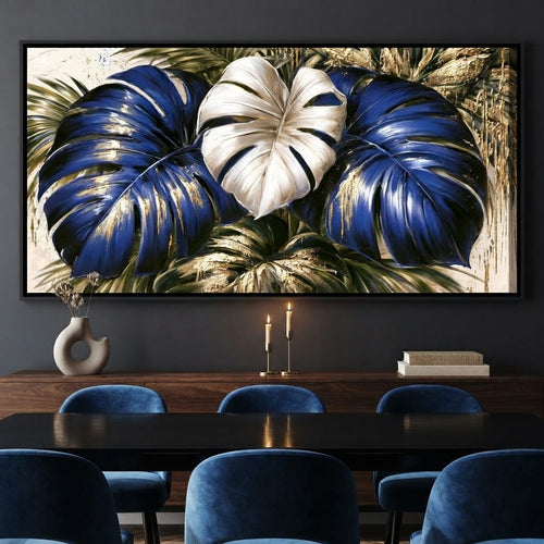 Gilded Foliage Under Midnight Light Canvas Wall Art
