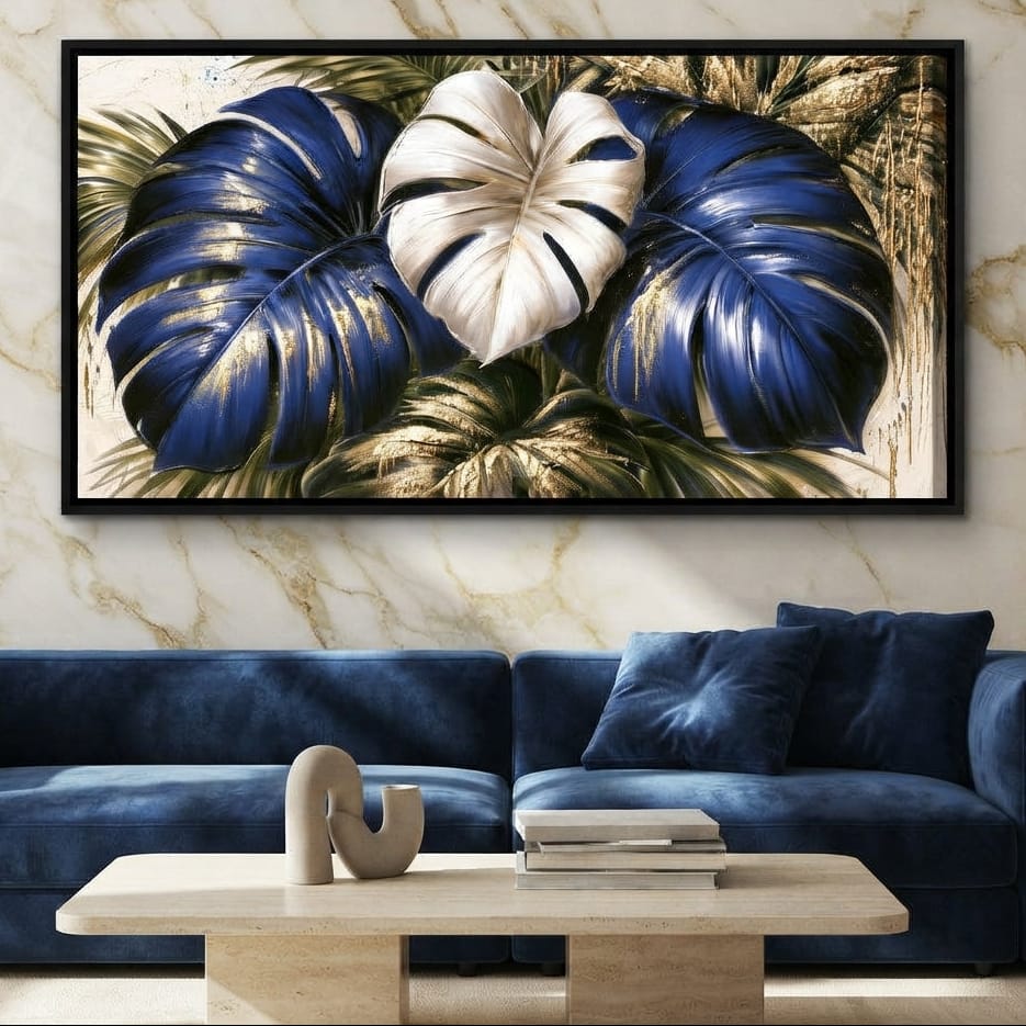 Gilded Foliage Under Midnight Light Canvas Wall Art