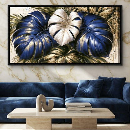 Gilded Foliage Under Midnight Light Canvas Wall Art
