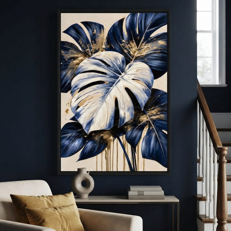 Gilded Foliage Under Midnight Shadows Canvas Wall Art
