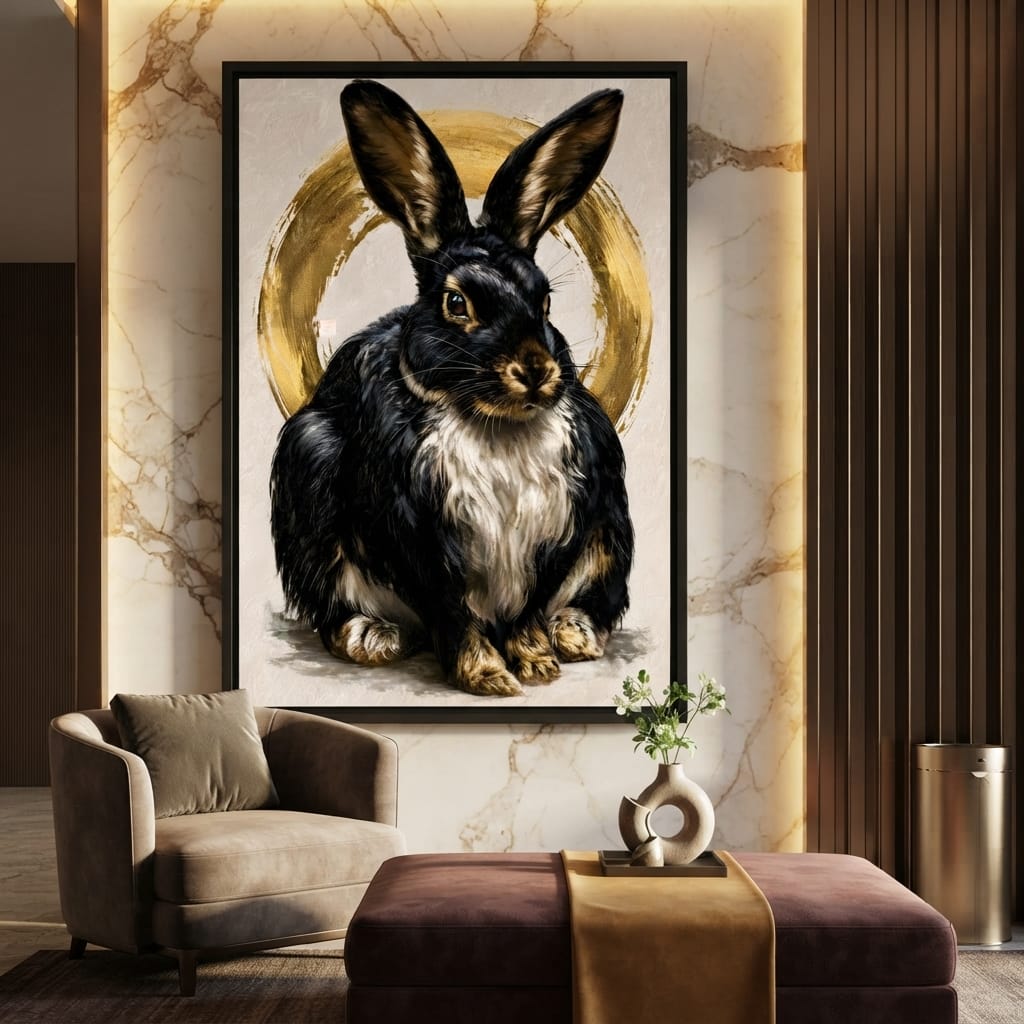 Gilded Hare of the Silent Circle Canvas Wall Art