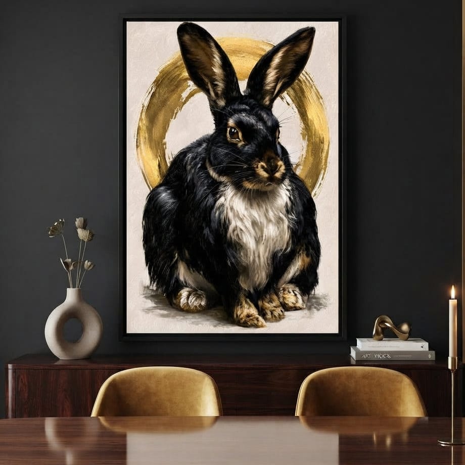 Gilded Hare of the Silent Circle Canvas Wall Art