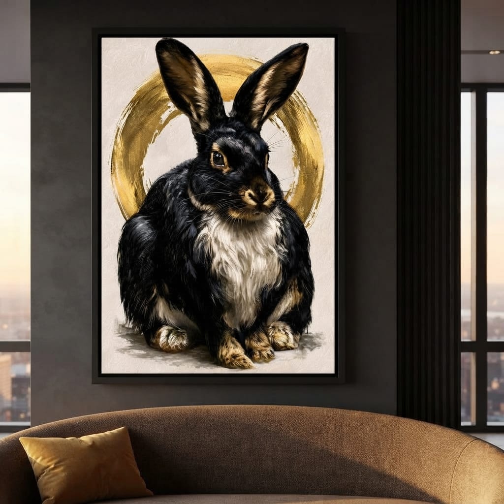 Gilded Hare of the Silent Circle Canvas Wall Art