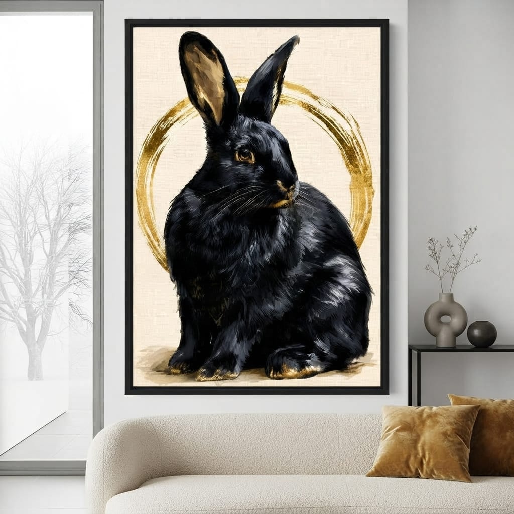 Gilded Hare Watching The Horizon Canvas Wall Art
