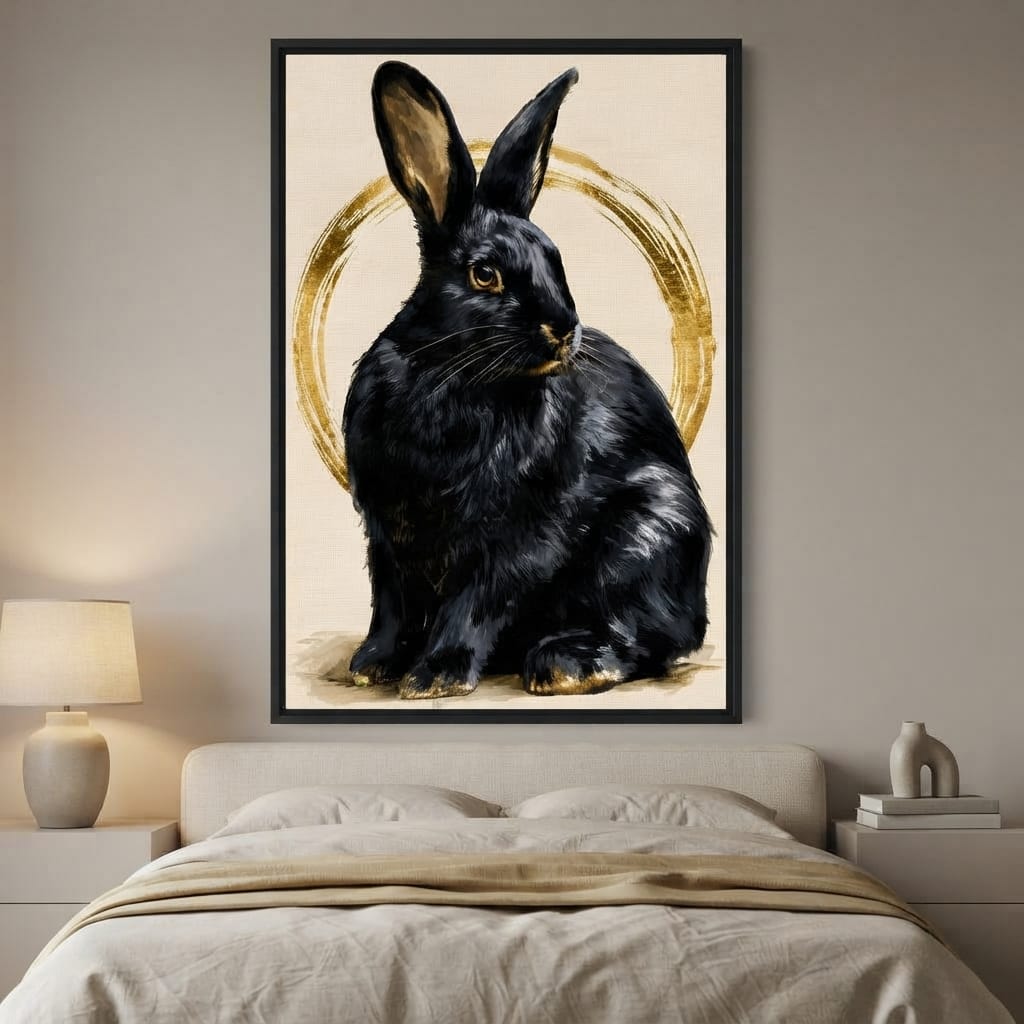 Gilded Hare Watching The Horizon Canvas Wall Art