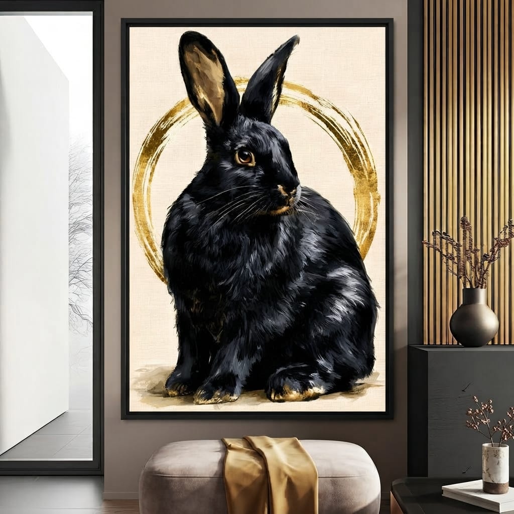 Gilded Hare Watching The Horizon Canvas Wall Art