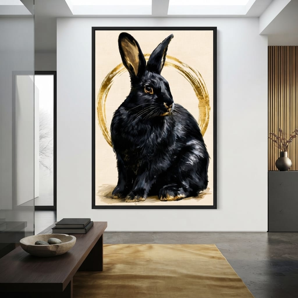 Gilded Hare Watching The Horizon Canvas Wall Art