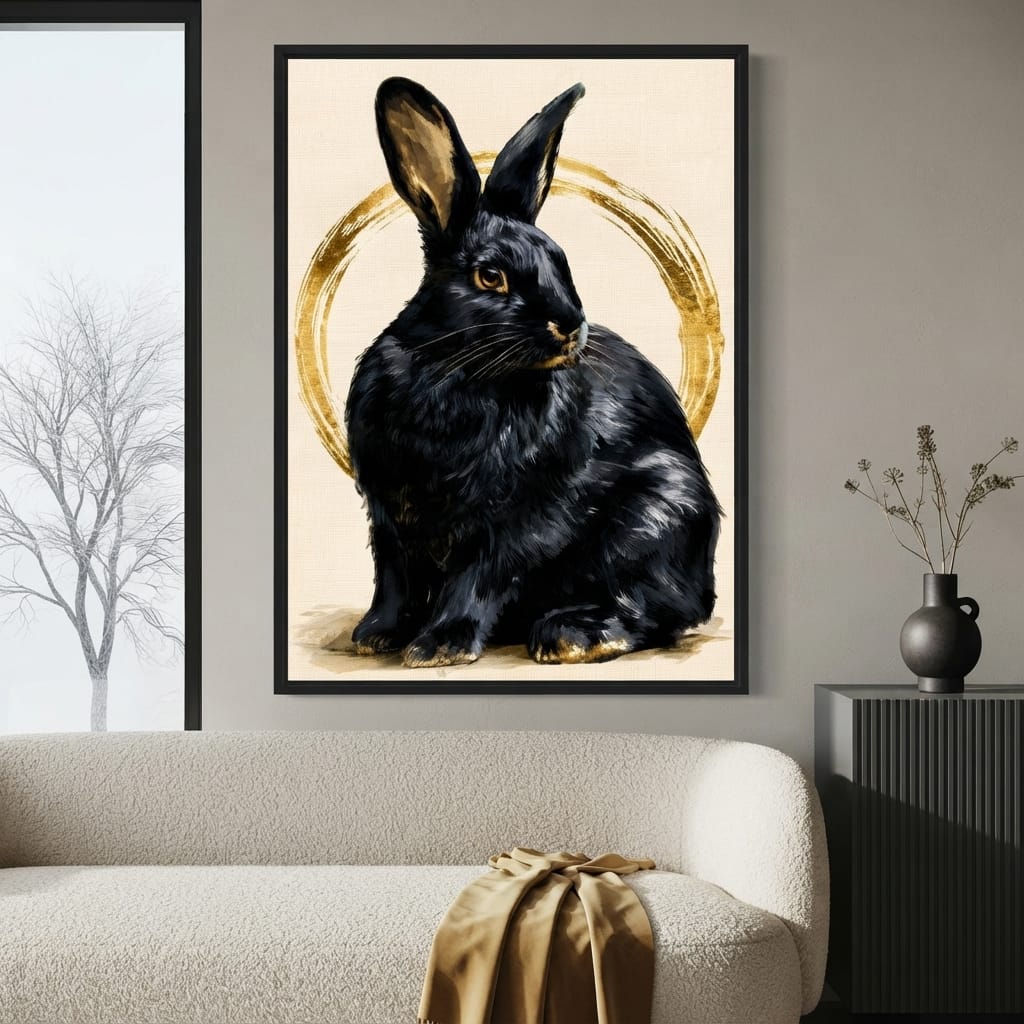 Gilded Hare Watching The Horizon Canvas Wall Art