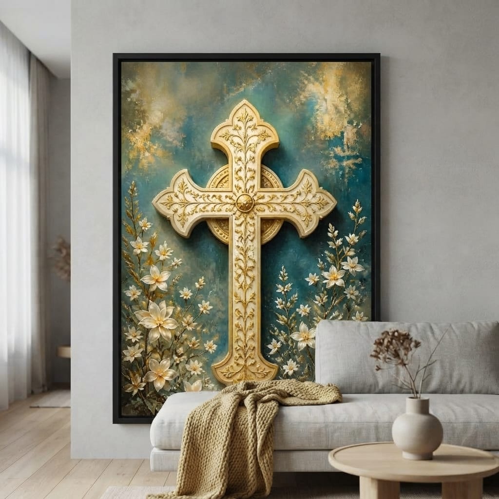 Gilded Petals Near The Relic Canvas Wall Art