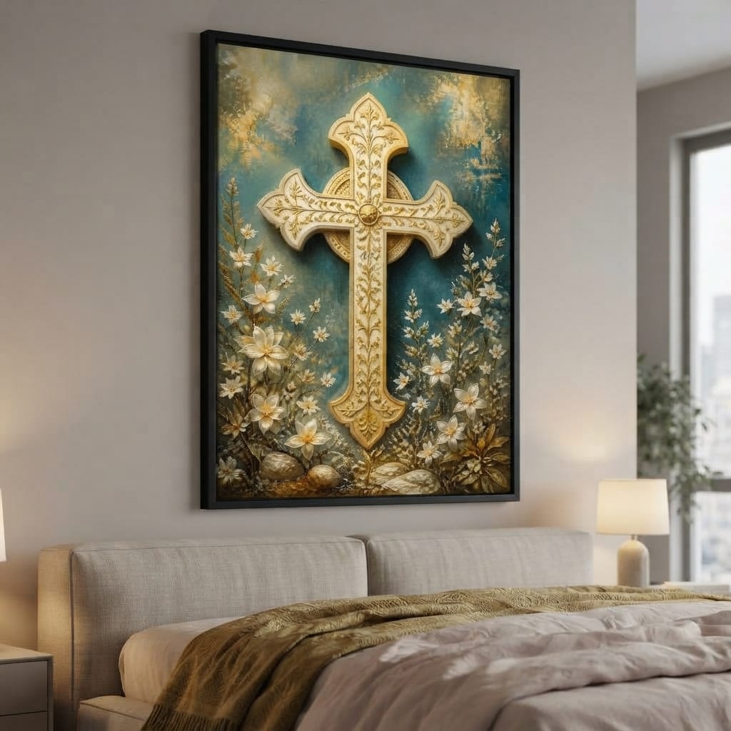 Gilded Petals Near The Relic Canvas Wall Art