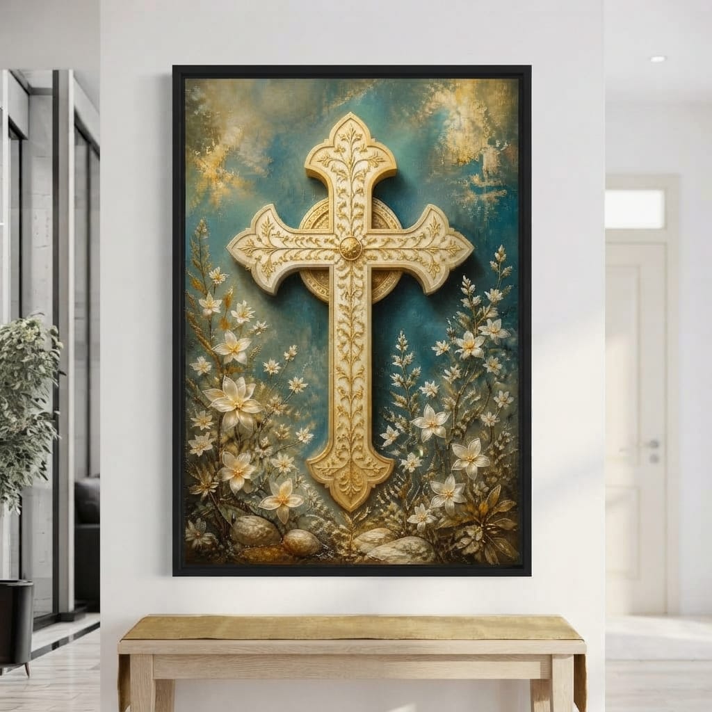 Gilded Petals Near The Relic Canvas Wall Art