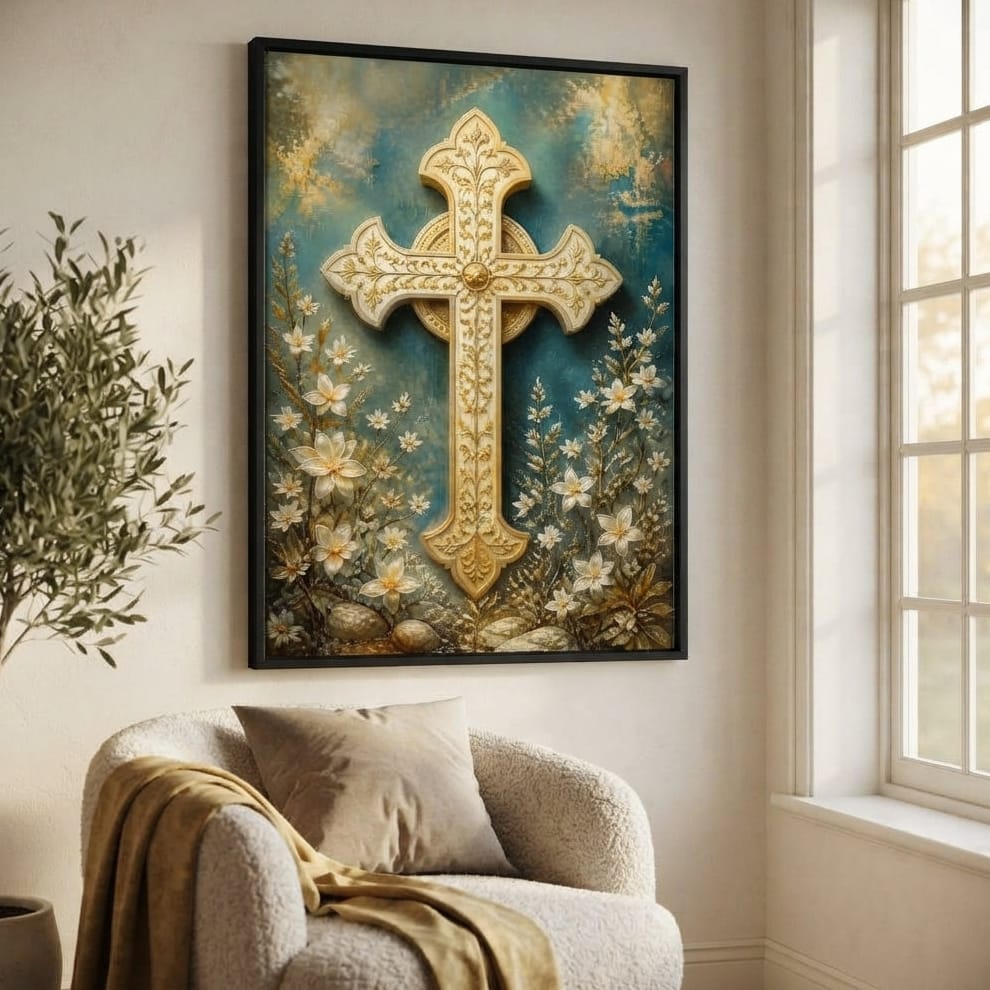 Gilded Petals Near The Relic Canvas Wall Art