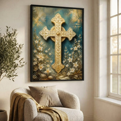 Gilded Petals Near The Relic Canvas Wall Art