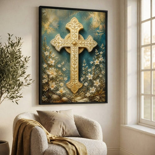 Gilded Petals Near The Relic Canvas Wall Art