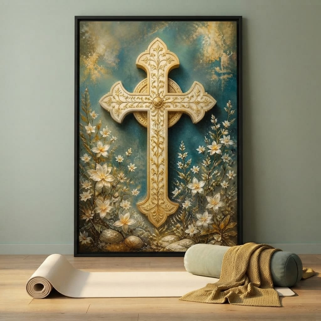 Gilded Petals Near The Relic Canvas Wall Art