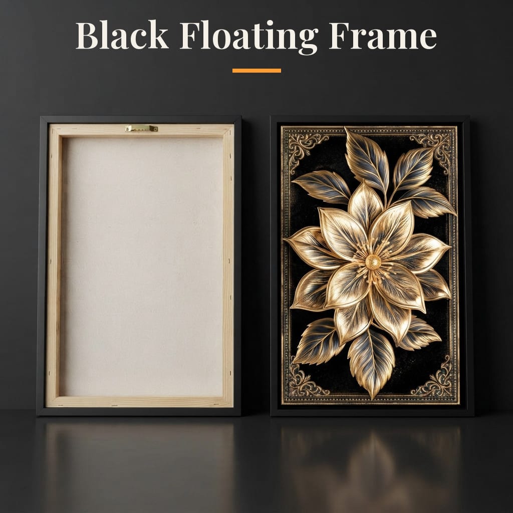 Gilded Petals on Obsidian Fields Canvas Wall Art