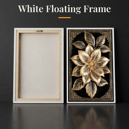 Gilded Petals on Obsidian Fields Canvas Wall Art