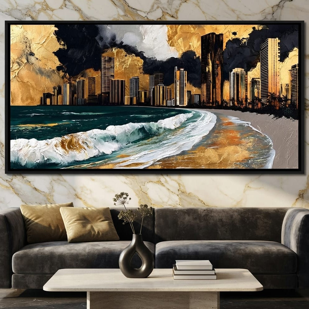Gilded Towers Beyond The Tides Canvas Wall Art