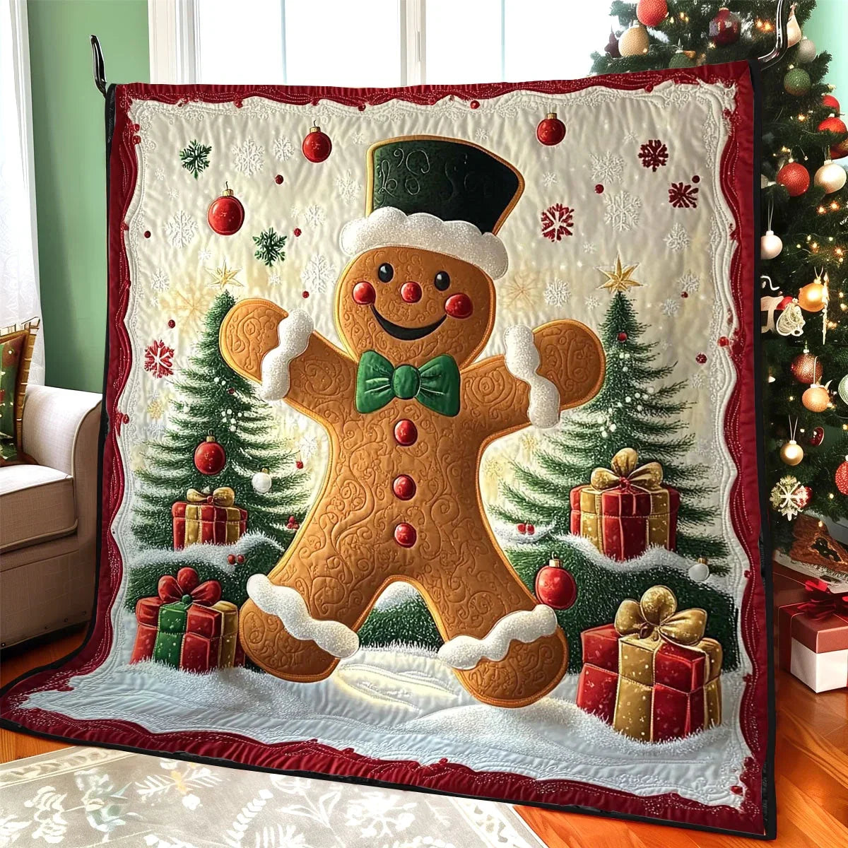 Gingerbread Christmas Quilt Blanket
