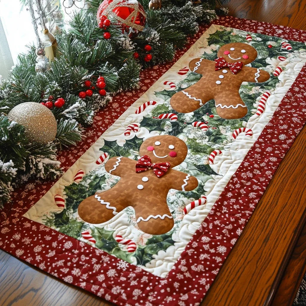 Gingerbread Delight Quilted Table Runner