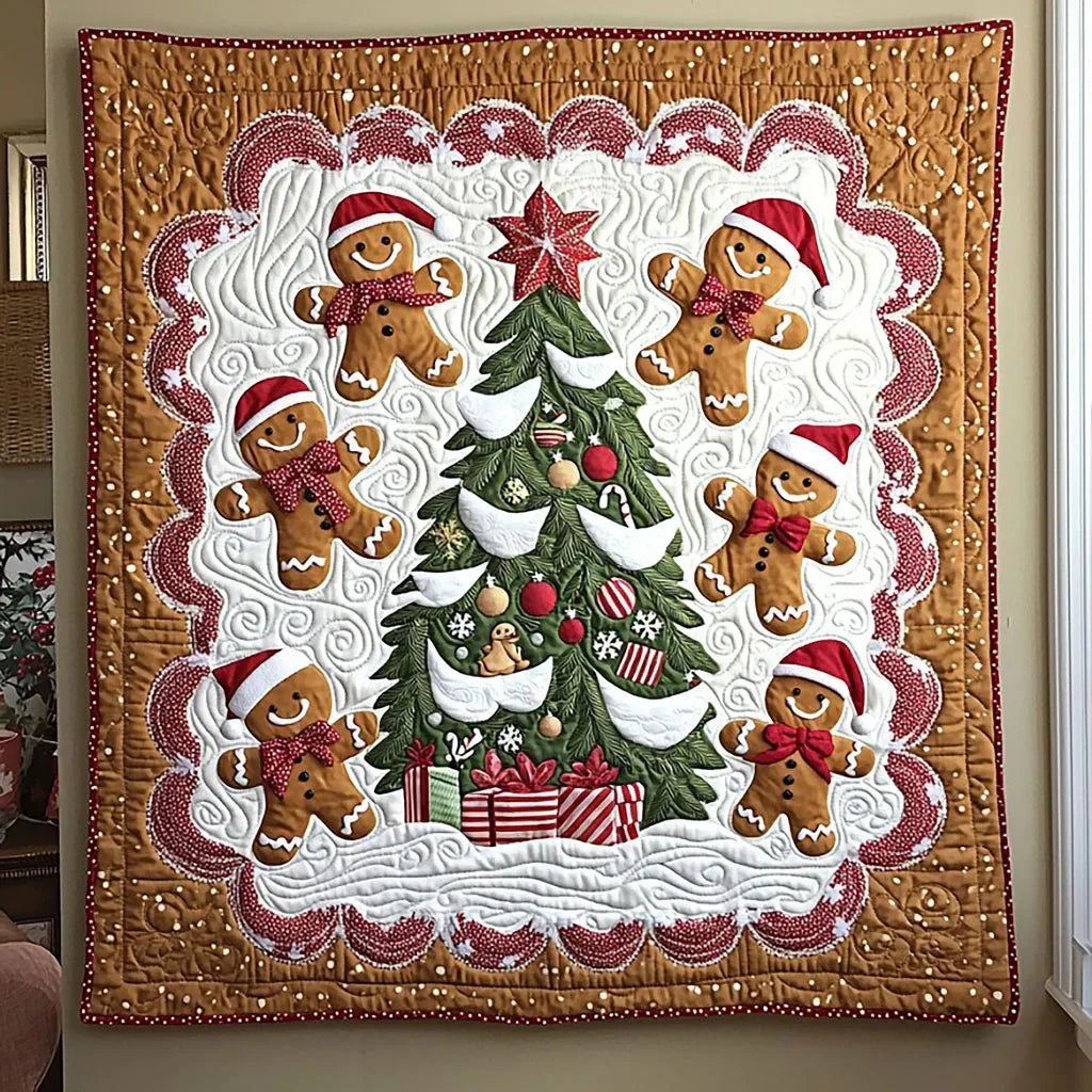 Gingerbread Family Quilt Blanket