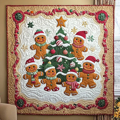 Gingerbread Family Quilt Blanket