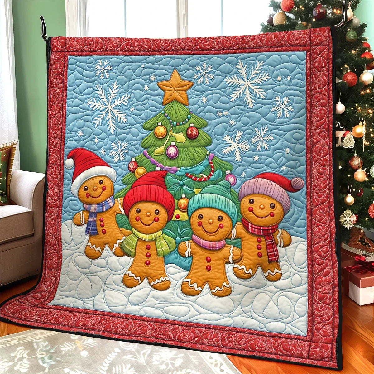 Gingerbread Festive Parade Quilt Blanket