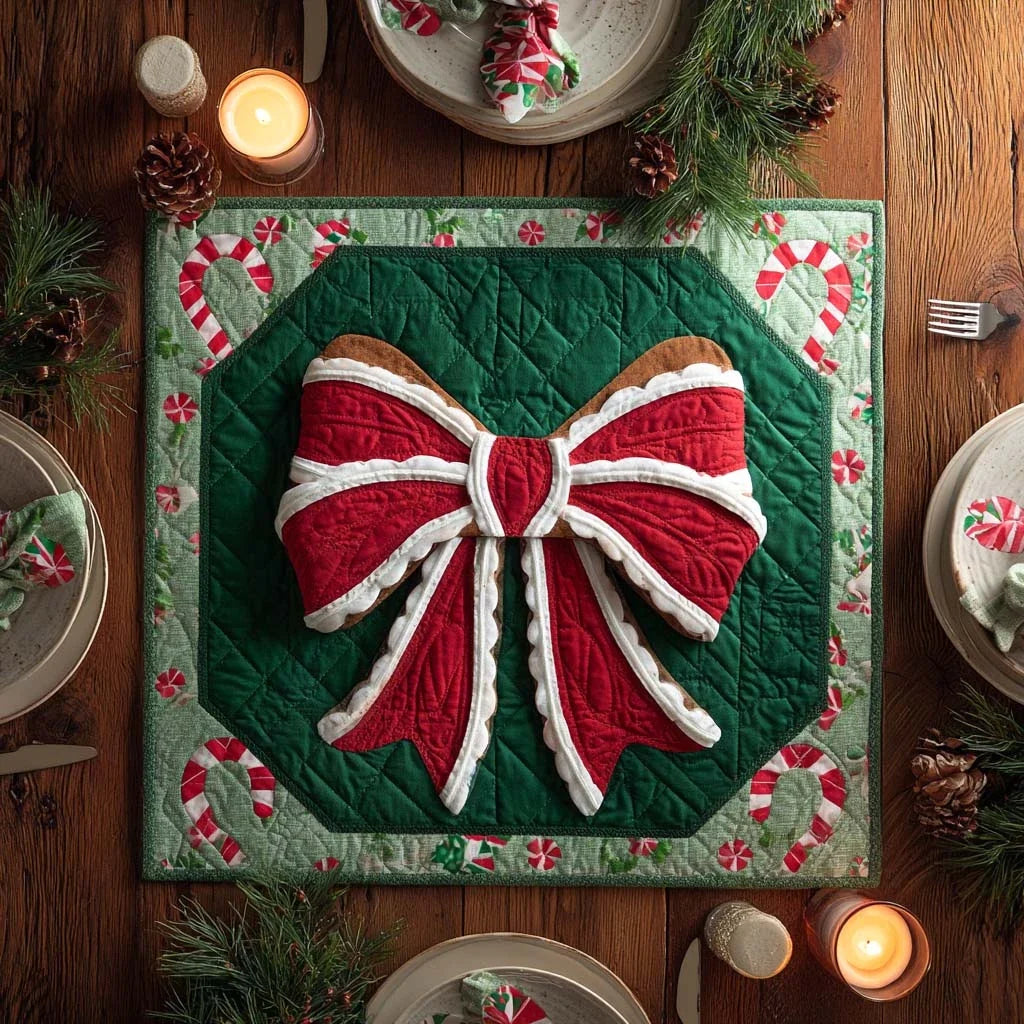 Gingerbread Gift Quilted Table Topper