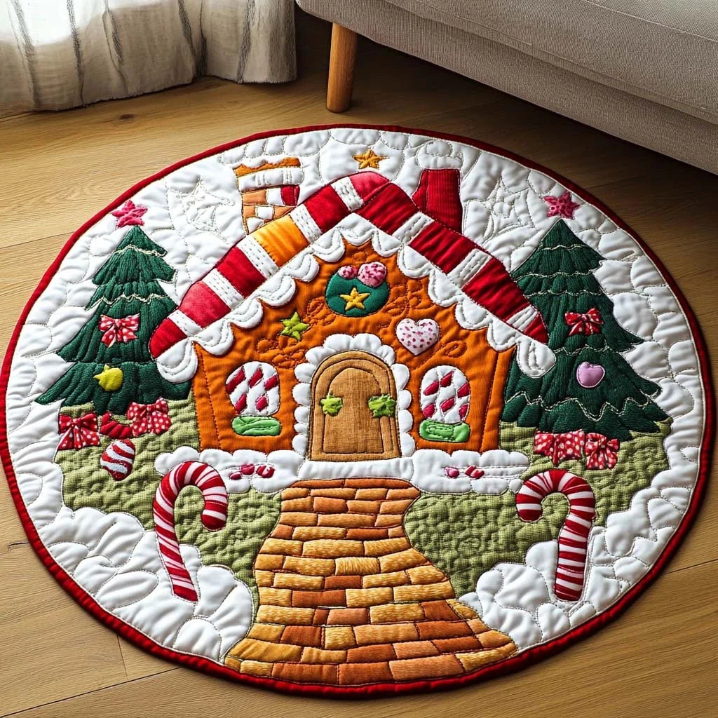 Gingerbread Haven Quilted Round Mat
