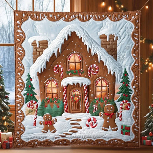 Gingerbread House Quilt Blanket