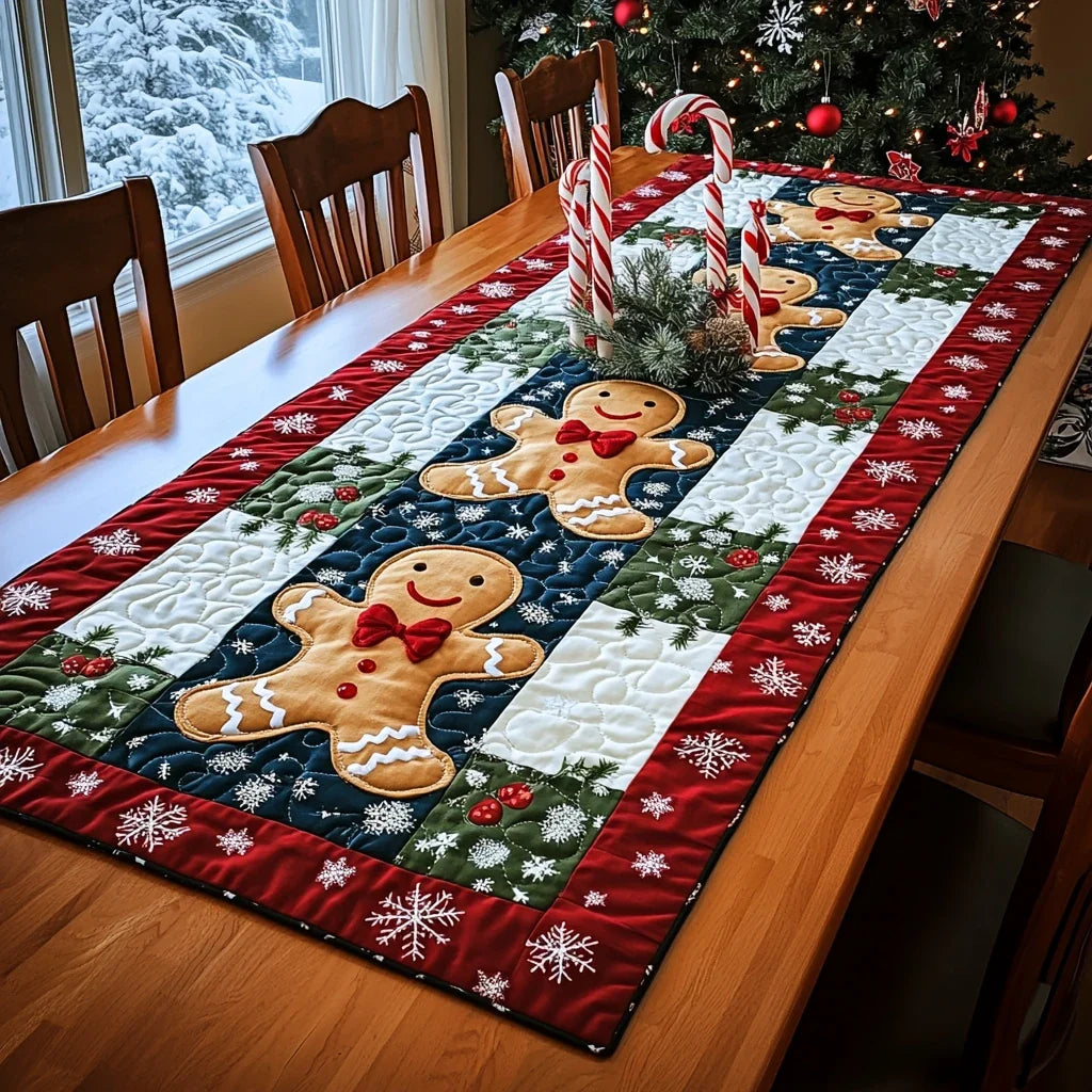 Gingerbread Joy Quilted Table Runner