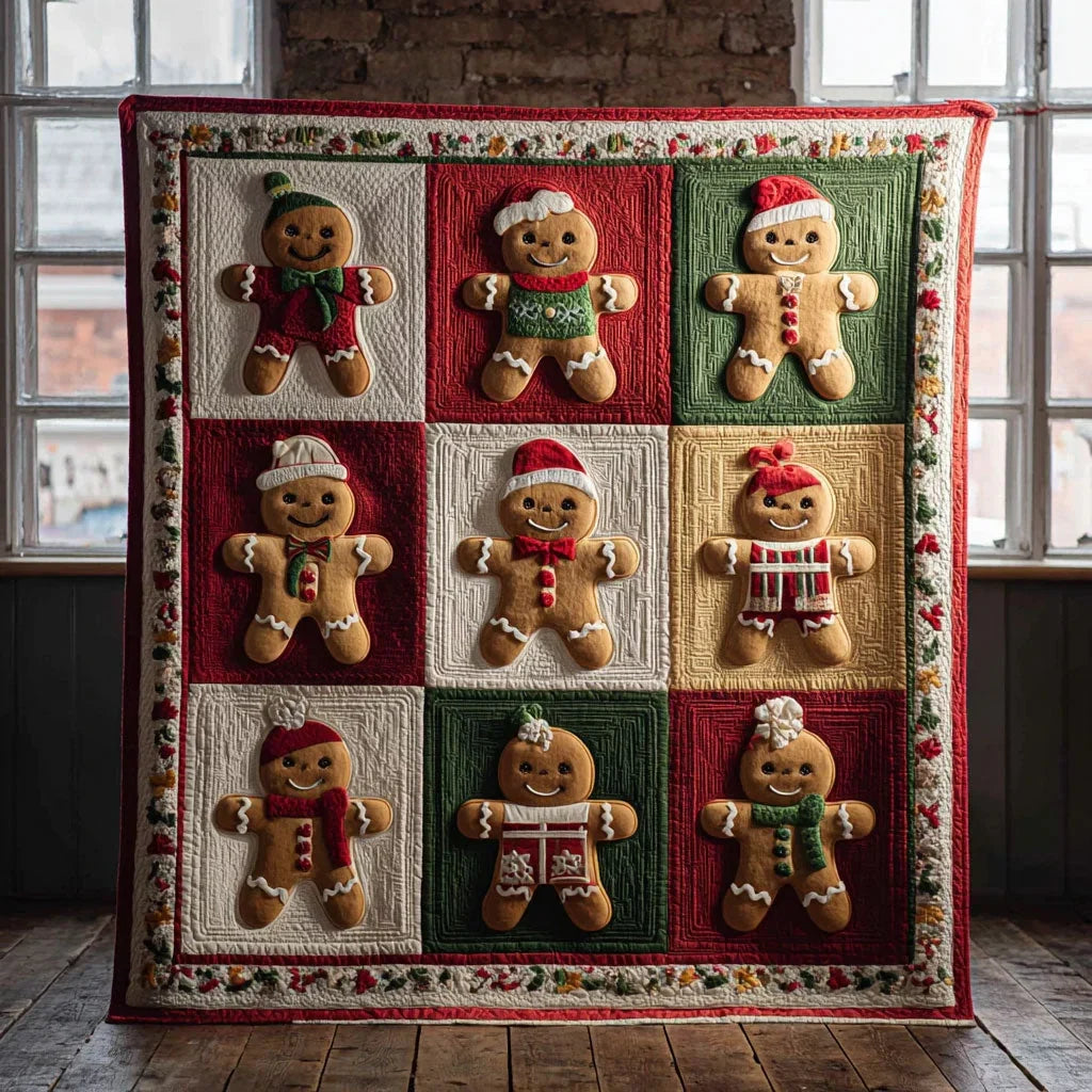Gingerbread Parade Quilt Blanket