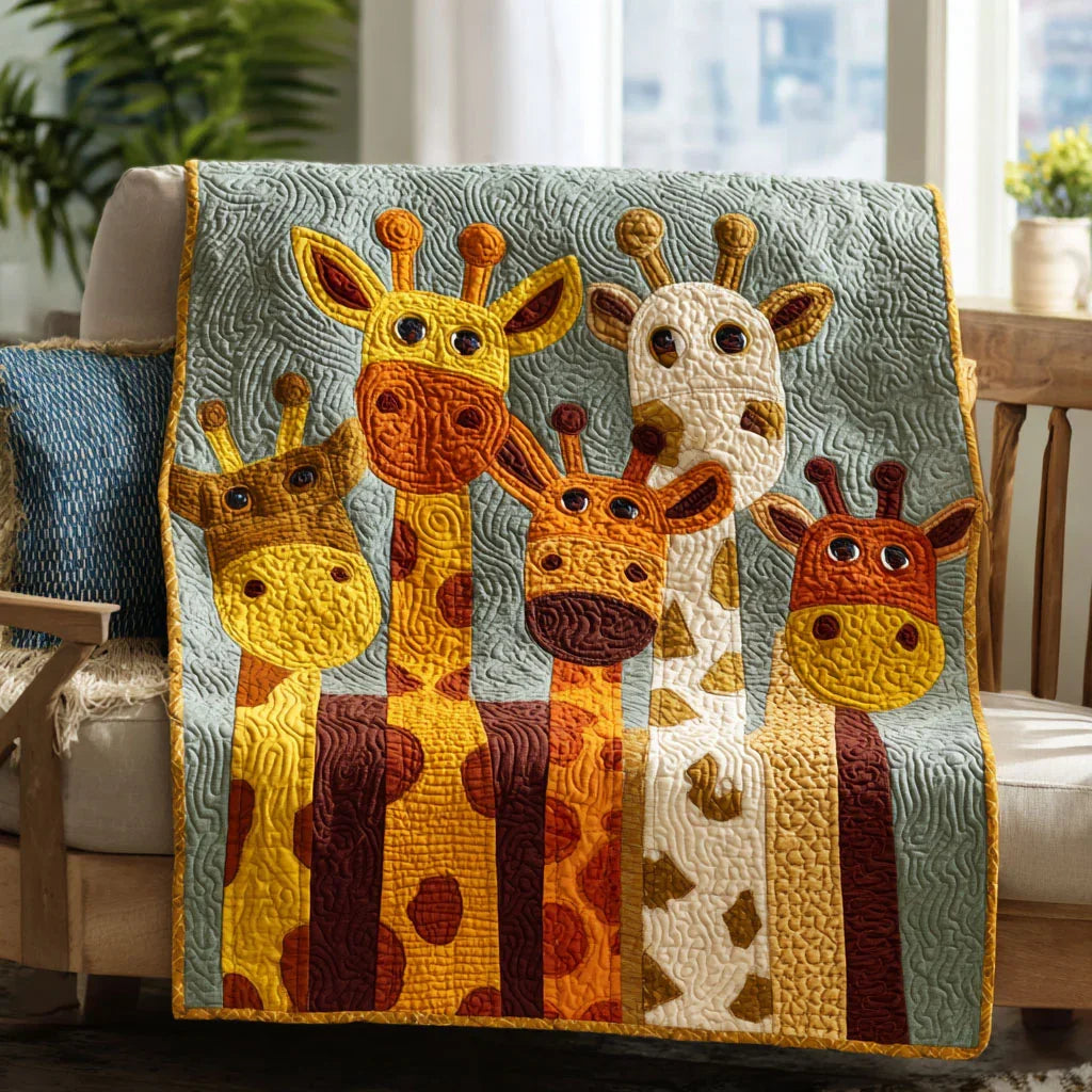 Giraffe Dreams Quilt Blanket - Quilted Blanket by Wild and Way