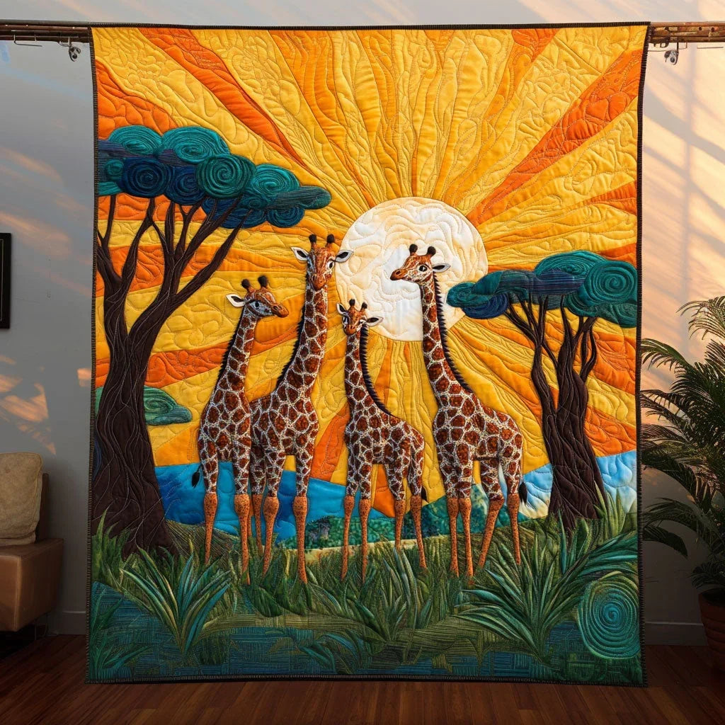 Giraffe Meadow March Quilt Blanket