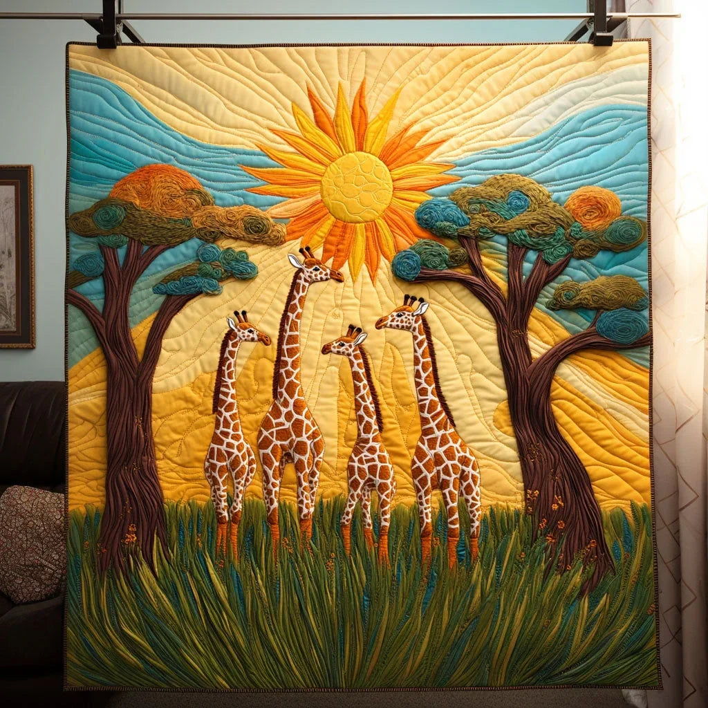 Giraffe Meadow March Quilt Blanket