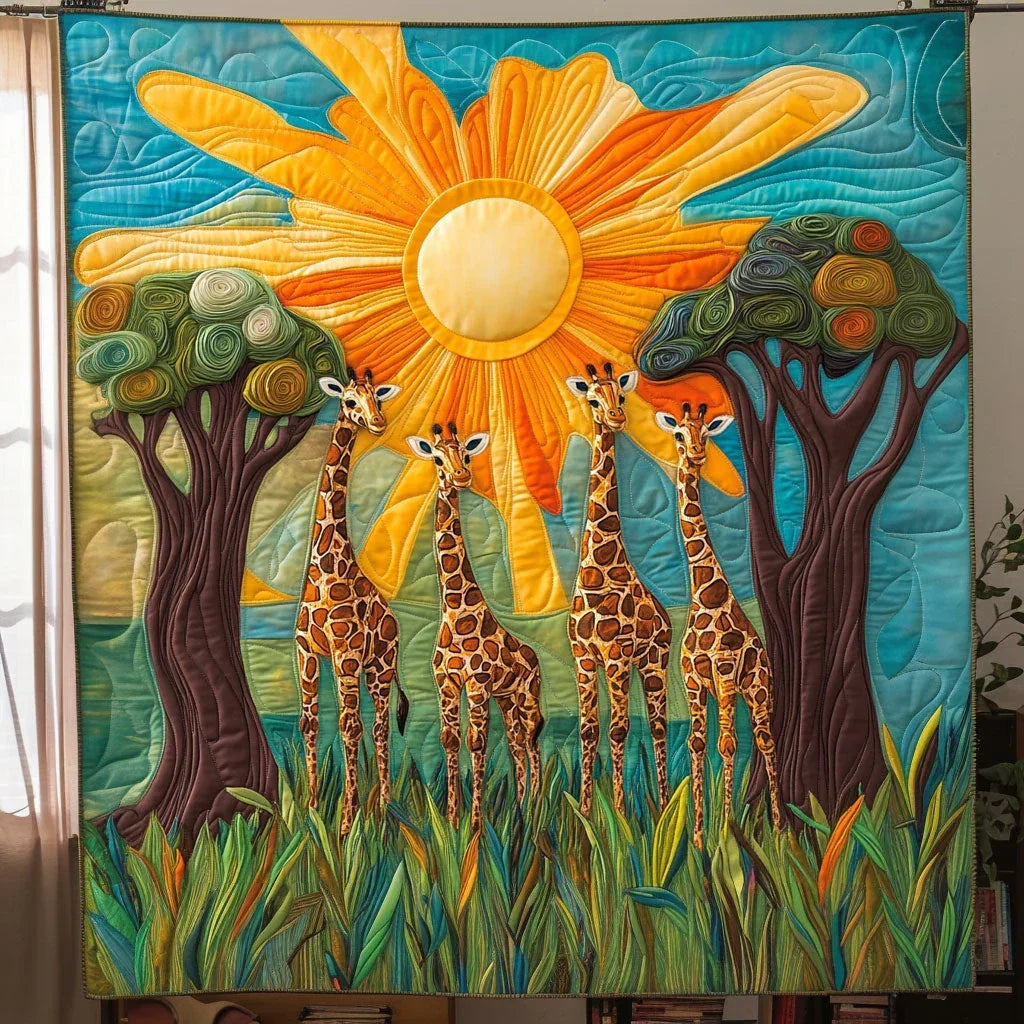 Giraffe Meadow March Quilt Blanket