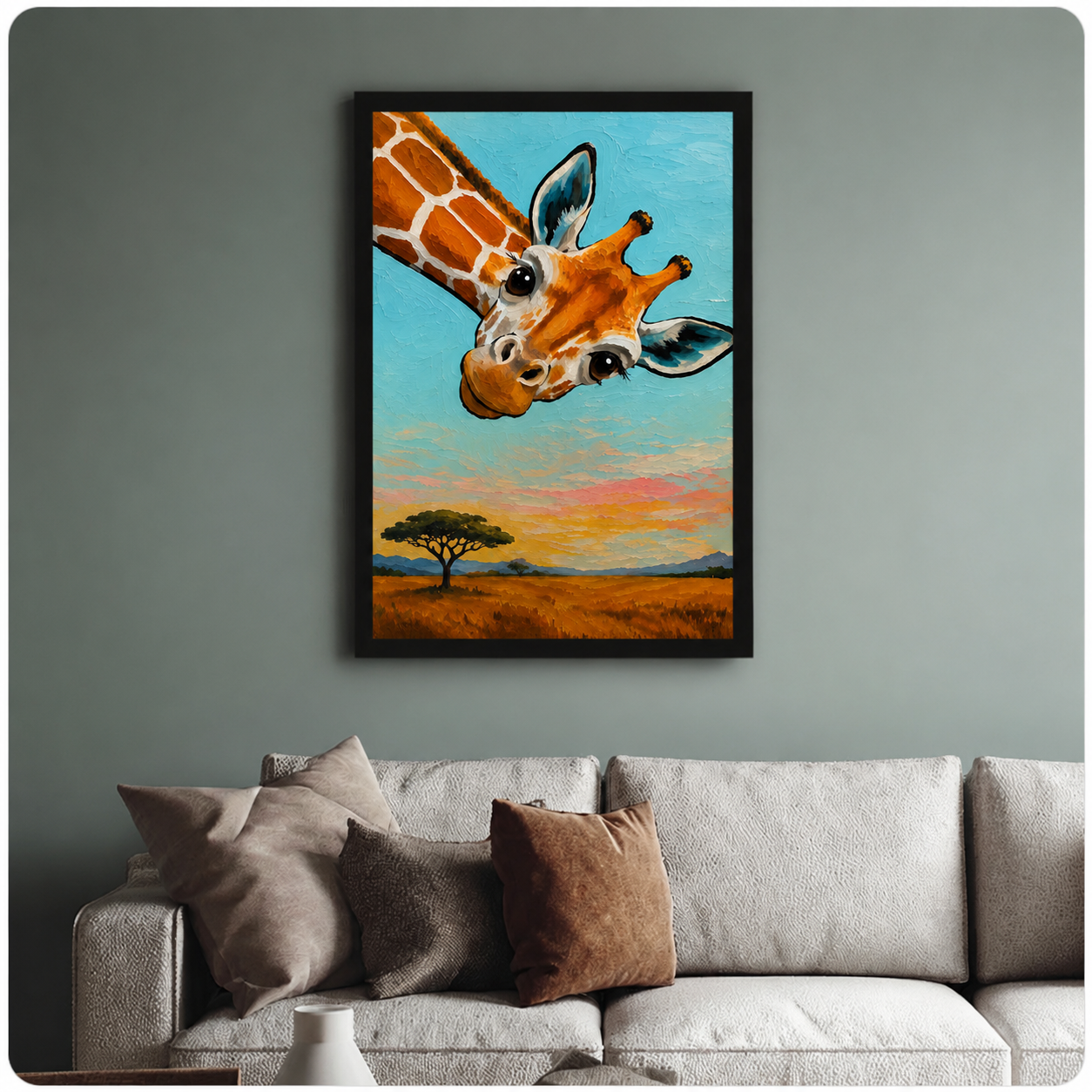 Curious Giraffe Oil Painting Canvas Wall Art