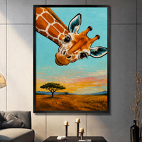 Curious Giraffe Oil Painting Canvas Wall Art