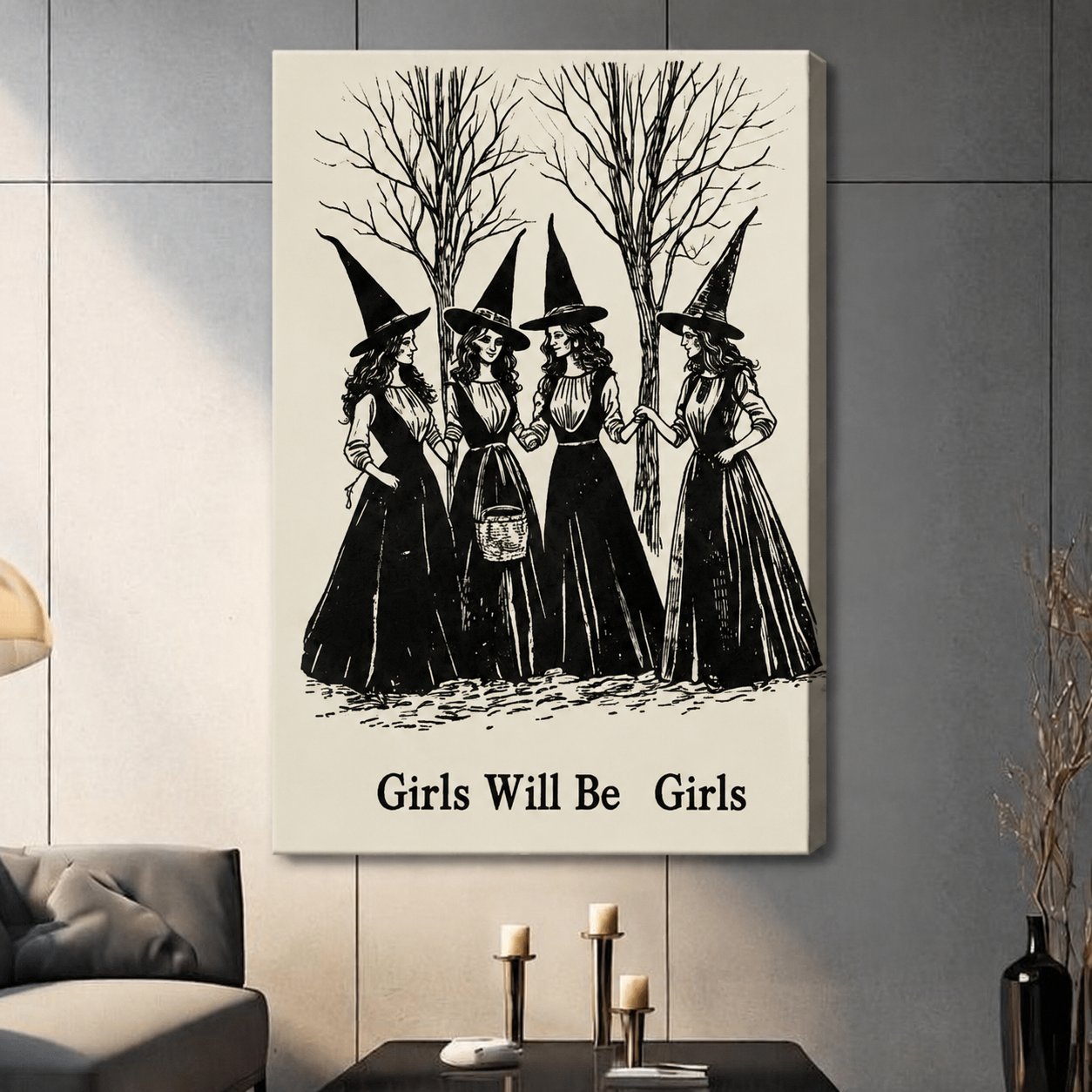 Girls Will Be Girls Witch Gothic Canvas Art Wall Art