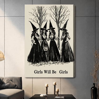 Girls Will Be Girls Witch Gothic Canvas Art Wall Art