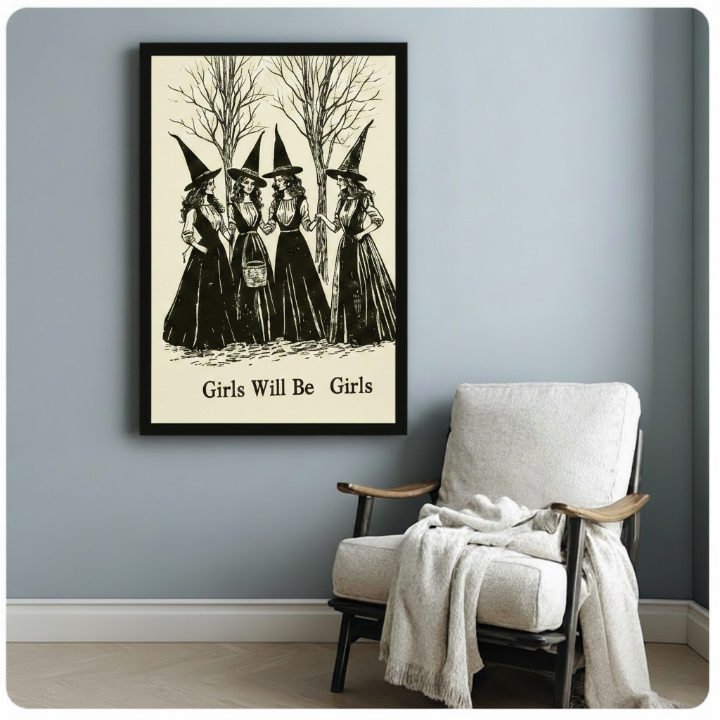 Girls Will Be Girls Witch Gothic Canvas Art Wall Art