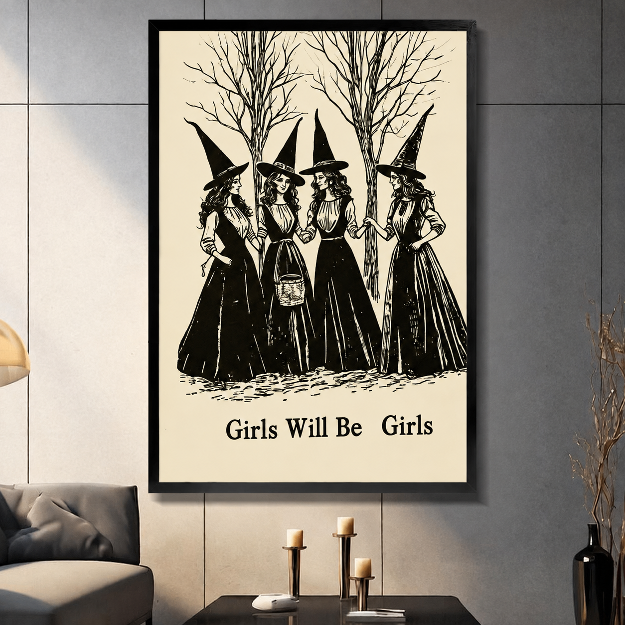 Girls Will Be Girls Witch Gothic Canvas Art Wall Art
