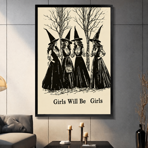 Girls Will Be Girls Witch Gothic Canvas Art Wall Art