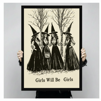 Girls Will Be Girls Witch Gothic Canvas Art Wall Art