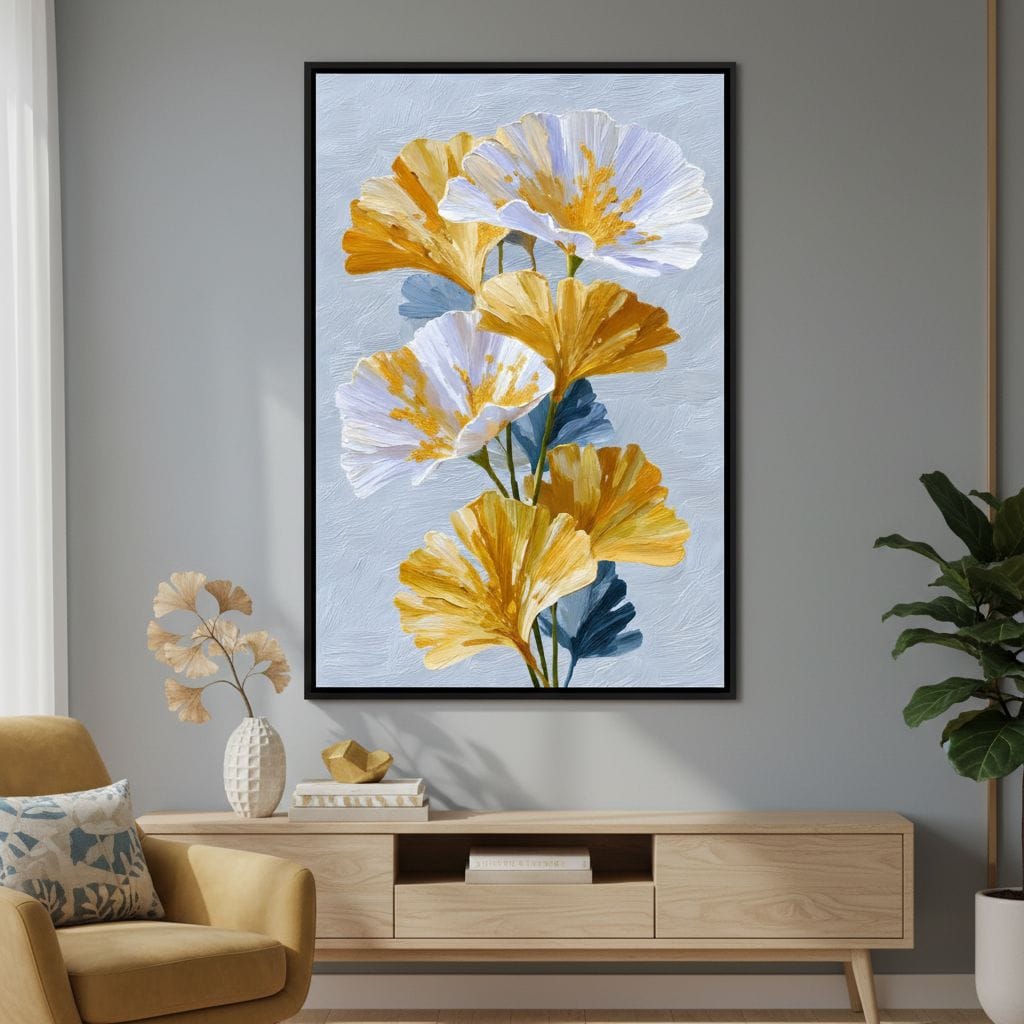 Golden Poppies Soft Light Canvas Wall Art