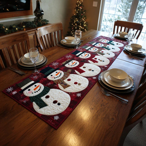 Glacier Snowman Quilted Table Runner