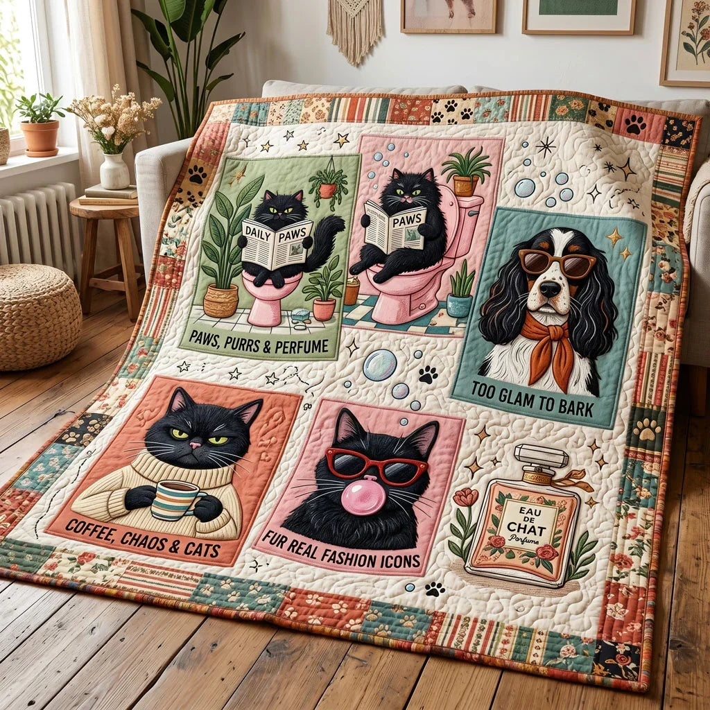 Glam Paws Club Quilt Blanket