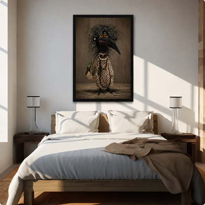 Fancy Crow Gothic Humor Canvas Wall Art