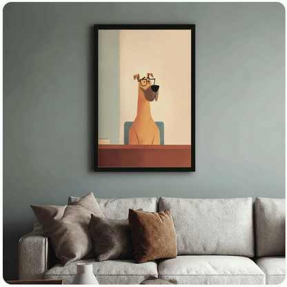 Glasses Dog Minimalist Canvas Wall Art Print
